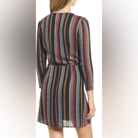 Rails Lola Metallic Wrap Dress in Varadero Stripe Long Sleeve - Size Large - Picture 2 of 10